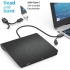 Slim External Cd dvd Rw Drive Usb 3 0 Writer Burner Player Black For Laptop Pc