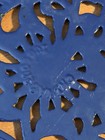 Cobalt Blue Cast Iron Floral Trivet 8    Footed Wall Hanging Enamel 