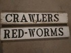 Double Sided Wood Engraved Bait And Tackle  Signs Crawlers And Red-worms