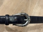 Brighton Black Croc Embossed Leather Belt Silver Western Buckle Size L 34 41814