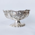 Vintage Silver Plated Footed Decorative Oval Bowl Ornate Floral Embossed 6  X 3 