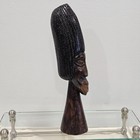 Vintage Ebony Wood Sculpture African Head Hand Carved Tribal Statue 13 Inches