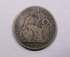 Peru Large Crown Size Silver Un Sol 1870 Very Scarce