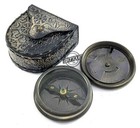 Antique Nautical Brass Compass Marine Pocket Device Vintage Calendar Sailor Gift