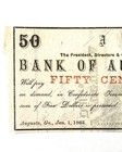 1863 50c Bank Of Augusta Ga Csa Bu Remainer Obsolete Currency Civil War Note