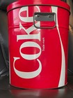 Coca Cola Metal Storage Bucket Tin W Lid Handles Large Vintage Coke Display