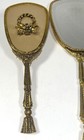 Vtg Brass Gold-tone Ornate Vanity Dresser Hand Mirror Brush Comb Stylebuilt Set