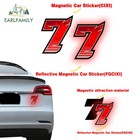 Earlfamily Reflective Magnetic Racing Number Sticker 11cm 13cm Trunk Bumper