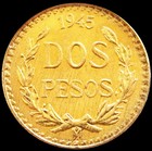 1945 Gold Mexico 2 Pesos Coin 1 666 Gram Uncirculated Condition Mexico City Mint