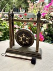 Collectible Thai 6    Table Gong Wood Stand Mallet Asian Temple Meditation Decor