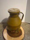 Vintage Metal Milk Pail   Old Farm Pail Coin Bank  American Eagle Jar Chain Lid