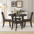 Retro 5 Pcs Dining Set  Round Table   4 X-back Chairs For Kitchen   Living Room
