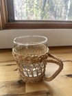 Vintage Rattan Wicker Wrapped Glass Tumblers Set Of 4 Coastal Boho Decor