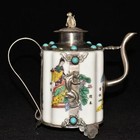 Rare Chinese Porcelain Tibet-silver Handmade Painting Eight Immortals Teapot