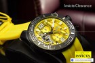 Invicta Pro Diver Men s Yellow Dial Chronograph Quartz Silicone Strap Watch 50mm