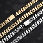 Miami Cuban Link Chain Iced Necklace Gold Plated Stainless Steel 15mm Jewelry