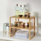 Bamboo Stackable Shelf  Natural Bamboo Color  Easy Assemble 