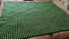 Vintage Hand Crocheted Afghan Throw Blanket Green   White 52  X 60 