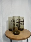 Mcm Mushroom Glass 16oz Tumbler Toadstool 1970s Smoky Brown Boho Hippie Vintage