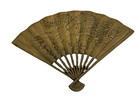 Asian Style Metal Fan Wall Decor Embossed Birds Floral Gold Tone 8    X 5    Vintage