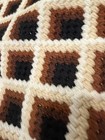 Vintage Latch Hook Rug Brown Cream Black Geometric Retro 1970s Wall Hanging