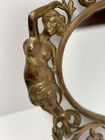 Antique Art Nouveau Art Deco Vanity Ornate French Bronze Mirror With Easel Nudes