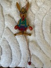 Vintage Austria Wooden Bunny Rabbit Easter Wood Pull String Toy