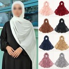 Chiffon Muslim Hijab Scarf With Rhinestones Women Premium Shawls Turban Wraps