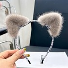 Womens Real Mink Fur Headband Fashional Cat Ear Hair Band Hair Hoop Decor Gift