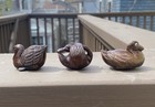 3 Vintage Wooden Netsuke Pieces Of Ducks  With Maker   s Mark H Ca  2 1   