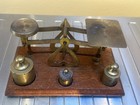 Vintage Brass Balance Scale With Brass Hektogram  x100  Weights Made In England