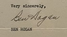 Signed framed Ben Hogan Letter W  Picture   Envelope
