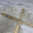Vintage Off White Sheer Dress Flower Puff Sleeve Victorian Ruffle Girl Sz 8-10