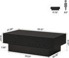 Modern Black Coffee Table  55-inch Rectangle Wooden Center Table For Living Room