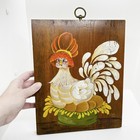 Vtg Handmade Painted Wood Hanging Chicken Eggs Easter Wall Art Cottagecore Farm