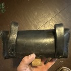 Black Leather Militaria Military Surplus Pouch case W  Straps  Marked  c s 