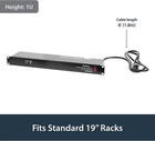 8 Outlet Horizontal 1u Rack Mount Pdu Power Strip For Network Server Racks - Sur