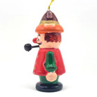 Hand Painted Elf Soldier Ornament W  Pipe Taiwan 2 5  Wood Christmas Decor Vtg