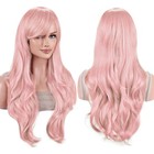 70cm Long Colorful Water Wavy Cosplay Wig With Bangs Fake Hairpieces For Women