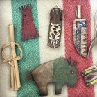 Unique Framed Native American Shadow Box Mini Children s Doll Items Parfleche