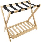 Wooden Luggage Rack For Guest Room-foldable Suitcase Stand With 5 Nylon Straps