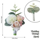 4 Pcs White Boutonniere Pins Artificial Flowers For Groom Bride Wedding