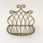Metal Wall Basket Shelf Scroll Rustic Wrought Iron Cottage Home Decor