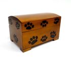 Medium Pet Cremation Urn Paw Print Wood Box Cat Dog Wood Chest Ashes Memorial