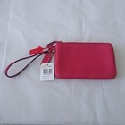Coach F66505 Pebble Leather Double Corner Zip Wristlet  Im bright Pink