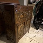 Antique Chinese Carved Wood Cabinet With Asian Motifs  Brown