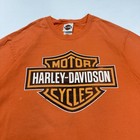 Vtg Harley Davidson Mens Shirt L Orange O tooles Wurstboro Ny Biker Big Logo
