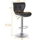 Set Of 2 Adjustable Swivel Pu Leather Bar Stools With Shell Back Base Footrest 