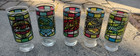 5 Vintage Stained Glass Beer Glasses - Falstaff Schlitz Pabst Miller Schaefer