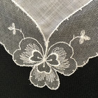 Vtg White Wedding Hanky Hankie Netting Lace Pansy Bride Shower Gift Handkerchief